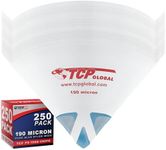 TCP Global 250 Pack of Paint Strainers with Fine 190 Micron Filter Tips - Premium "Pure Blue" Ultra-Flow Blue Nylon Mesh - Cone Paint Filter Screen