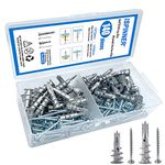 ISPINNER 140pcs Zinc Drywall Anchors Self Drilling Hollow Wall Anchors with Screws Assortment Kit (13x42mm + 15x33mm)