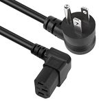 GELRHONR 90 Degrees 3 Prong AC to IEC320 C14 Power Cord,10A 125V Down Angle NEMA 5-15P to C14 Universal Power Cable for Notebook Computers, TV, Monitors-4.9Ft (Blcak-Down C14)