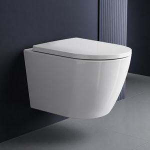 HySail Spülrandloses Hänge WC - 360° leise Tornado-Spülung & Absenkautomatik, wassersparend, inkl. WC-Sitz mit Soft-Close, aus nanobeschichteter Keramik, Tragkraft 400 kg, Weiß, 49,5 cm