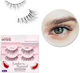 KISS Looks So Natural False Eyelashes Sultry 14mm Contains 2 Pairs of Lahes Contact Lens Friendly Easy to Apply Reusable Strip Lashes