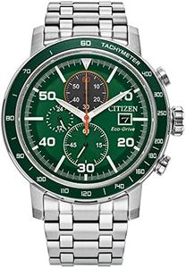 Citizen Men's Eco-Drive Brycen Chronograph Stainless Steel Watch, Green Dial (Model: CA0851-56X)