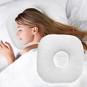 Wuronsa Ear Piercing Pillow for Side Sleepers, Pillow with an Ear Hole for CNH and Ear Pain Ear Inflammation Pressure Sores, O-Shaped Side Sleeping Pillow, Ear Guard Pillow