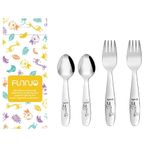 FUNNUO 4 Pack Toddler Utensils, 18/8 Stainless Steel Toddler Forks and Spoons, Safe Kid Silverware Set for Self Feeding, Children Flatware Sets with Mirror Polished，Dishwasher Safe