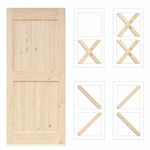 HOMACER Sliding Barn Door Natural Pine Wood Panel Slab, 28in x 84in Classic Design with Frame, Perfect for Interior, Exterior, Closet and Bedroom Use…