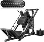 GOIMU Leg Press Hack Squat Machine with Back Support Cushion, 3 in 1 Adjustable Leg Press Machine with Quad Track Roller System, Hack Squat Machine for Full Lower Body Workout(Black with 230LBS)