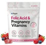Physis Folic Acid Pregnancy Vitamins | Vegan Prenatal Vitamins for Women | Pregnancy Gummies with Folic Acid and B12 | Folate Vitamin Bs C D E K & Zinc | 60 Berry Soft Chews | Pregnancy Supplements