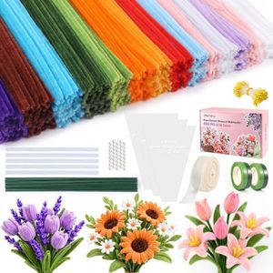 OneAmg 800PCS Pipe Cleaners Craft Kit with 14 Colors,DIY Flowers Making Set