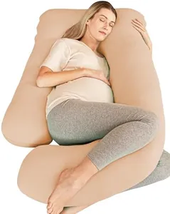 Cute Castle Cooling Cover Pregnancy Pillows, Soft U-Shape Maternity Pillow with Removable Cover - Full Body Pillows for Adults Sleeping - Pregnancy Must Haves - Jumbo 57 Inch - Brown