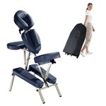 Porta-Lite Advantage Portable Massage Chair - Fully Adjustable + 7kg Lightweight Mobile Therapy Treatment + Wheeled Carry Case + Chest Sternum Pad + Face Cradle + Cushion - Compact + Easy Setup (Navy)