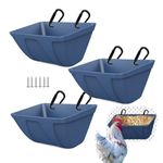 mozoba Hanging Chicken Feeder Trough for Goat Sheep Deer Poultry Duck Chicken Fence Feeder Livestock Feeding Container Goats Supplies Feeders Waterer Bucket (Dark Blue)