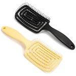 Yikki 2Pack Detangle Hair Brush for Wet & Dry Hair – Curved Vent Hair Brush Detangler for Women, Men – Easy Detangling for Curly, Straight & Thick Hair, No Pull Massage