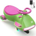 FanttikRide 12V N7 Pro Electric Wiggle Car with Pedal, Rechargeable Battery, CyberWiggle, 2 in 1 Swing Car, 2 Speed, Anti-Rollover, Flashing Wheels, Bluetooth, for Ages 3 and Up, 150 Lbs, Grape Green