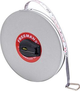 FREEMANS Leatherette 50m:13mm Fibreglass Measuring Tape - 50m/165ft || Case Reinforced with Stainless Steel Band || Durable Winding Mechanism Handle and Stainless Steel Mouth with End Hook