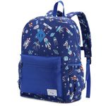 Kasqo Toddler Kids Backpack, Little Boys Water Resistant Lightweight Preschool Daycare Daypack Bookbag School Bag with Chest Strap Blue Rocket