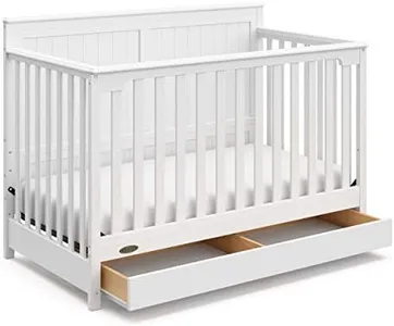 Graco Hadley 5-in-1 Convertible Crib with Drawer (White) – GREENGUARD Gold Certified, Crib with Drawer Combo, Full-Size Nursery Storage Drawer, Converts to Toddler Bed, Daybed