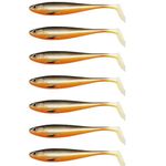 FOLANDO 7pcs Paddle Tail Fishing Lure, Soft Fishing Lures Plastic Baits Kit for Fishing Trout Redfish Saltwater 10cm brown