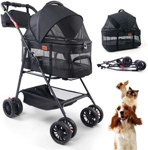 Bicystar Pet Stroller for Small Dogs Cats with Wheels, Detachable Carrier, Max Load 33 lbs, Easy Folding, Compact Portable, Dog Carriage Stroller Car Seat 3 in 1 Animal Stroller