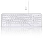 Perixx PERIBOARD-213W Silent USB Scissor Keyboard with Cable – Compact Design with Numeric Keypad – White – Spanish Qwert with Ñ