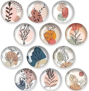 Fridge Magnet, 12 PCS Crystal Glass Marbling Pattern Fridge Magnets for Kitchen, Office, Whiteboard, Photos, Beautiful Decorative Magnets Gift (Flower)