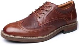 Mens Dress Shoes, Lace Up Casual Oxford Wingtip Brogue Formal Business Oxfords, Brown 11