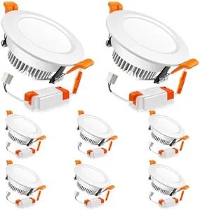 3.5 Inch LED Recessed Lighting Dimmable Downlight, 7W (55W Halogen Equivalent), 6500K Daylight White, CRI80, Recessed Ceiling Light with LED Driver (8 Pack)
