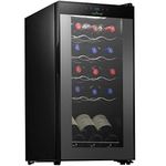 Nutrichef 15 Bottle Wine Cooler Refrigerator - White & Red Wine Fridge Chiller Countertop Wine Cooler - Freestanding Compact Mini Wine Fridge 15 Bottle Capacity, Digital Control, Glass Door PKCWC150