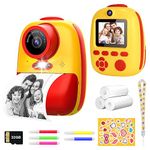 Kids Instant Print Camera, Digital Camera for Kids with Zero Ink Print Paper, 1080P Video Recorder with 32G TF Card & Color Pens for DIY, Childhood Toys Gifts for Boys and Girls