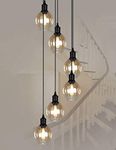 BDS lighting Retro Multi Glass Balls Staircase Chandelier Spiral Modern Pendant Lights for Villa Chandelier Duplex Staircase Long Chandelier E27 LED, Large Size (Size : 6 balls)