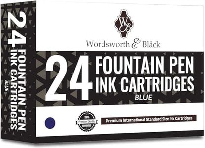 Wordsworth & Black 24 Pack Fountain Pen Ink Refills - SET OF 24 BLUE Ink Cartridges - International Standard Size - Length Appr 5.2 cm - Base Diameter Appr 0.6 cm - Disposable and Generic