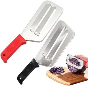 Morekfly Stainless Steel Shredder Knife, Double-Layer Slicer Multifunctional Vegetable Cutter Cabbage Slicer shredder, Sharp Blades Durable Julienne Cutter, Easy to Clean Grater (Black+Red, 2pcs)