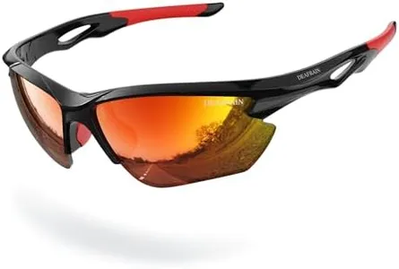 DEAFRAIN Sports Polarized Sunglasses for Men Women Baseball Cycling Running Fishing Driving Golf Red Glasses TR90 Unbreakable Frame