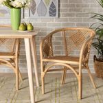 ‎‎‎IRA Furnitur Premium Bamboo Cane Chairs for Living Room with Cushion Study Chair with Arm Rest, Use in Home, Office, Living Room | Modern Furniture for Living Room. (Design_03)