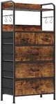 Jojoka Dresser for Bedroom with 5 Drawers, Dressers & Chests of Drawers for Hallway, Entryway, Storage Organizer Unit with Fabric, Sturdy Metal Frame, Wood Tabletop, Easy Pull Handle