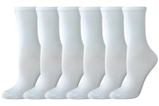 Amazon Essentials Women's Casual Crew Socks, 6 Pairs, White, 4-7