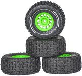 1/16 & 1/18 RC Truck Tires & Wheels - Pre-Glued All-Terrain Tires - 12mm Hex 2.56" OD - Fits for Traxxas Slash, ARRMA Mojave GROM, Tamiya, Kyosho, HPI - Durable Nylon Wheels for On/Off Road Bashing