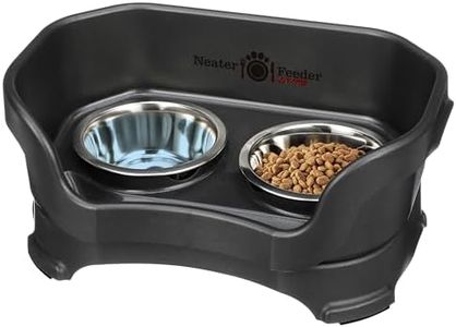 Neater Feeder Deluxe Mess Proof Cat Bowls Elevated for All Breeds – Made in USA – No Spill Raised Bowls for Indoor Cats – Stainless Steel Food and Water Bowl Set, Pet Dish Feeding Station, Black