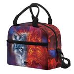 HELLHERO Wolf Lunch Bag for Adults Women Kids Insulated Lunch Box Cooler Ice Pack Thermal Container Cross-Body Tote Handbag Meal Prep Bags for School Picnic Beach Hiking Camping