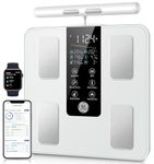 GE Smart Scale for Body Weight, 8-Electrode Digital Bathroom Scale for Body Weight Fat BMI Muscle Mass Full Body Composition Analyzer 27 Measurements Bluetooth Accurate Weighing Scale, 400 lbs White