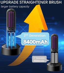Cordless Hair Straightener Brush – Portable Heated Styling Tool