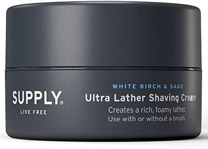SUPPLY - Ultra Lather Shaving Cream - White Birch & Sage - Lathering, Mens Shaving Cream - Hypoallergenic, Naturally Soothing, Noncomedogenic - Protects Against Razor Burn and Irritation - 3.4 Oz Jar