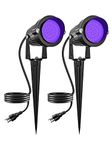 DOREIO Halloween Spotlight 15W LED Black Lights Landscape Lighting Waterproof Outdoor Blacklight with US Plug for Glow Dance Party,Stage Lighting,Body Paint,Fluorescent Poster, Neon Glow(2 Pack)