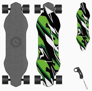 isinwheel V6 Electric Skateboard with Replaceable Pedal Sticker, 450W Peak Power, 10 Miles Max Range, 12 MPH Top Speed, 264Lbs Max Load, Wireless Remote Control (Jungle Trek)