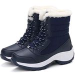 Women's Winter Boots Waterproof Warm Faux Fur Lined Ladies Snow Boots Fashion Mid Carf Leather Duck Boots Lace Up Insulated,D,38