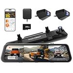 WOLFBOX G900 Tripro Bumper Version 3 Channel 4K Mirror Dash Cam, STARVIS 2 IMX678 Night Vision, 4K+2.5K+1080P Front and Rear Bumper Dash Cam, 5.8GHz WiFi, Voice Control, Includes 256GB Card & GPS