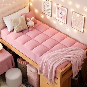 ELEMUSE Pink Twin XL Mattress Topper for Dorm Bed, Soft Pillow Top Mattress Pad for College Students, Dorm Room Essentials for Girls, Back to School Bedding