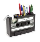 Cisixin Desk Tidy Retro Cassette Tape Dispenser Pencil Holder Pen Container Organize Your Desk Office Suppliers Student Stationary Great (Color Random)