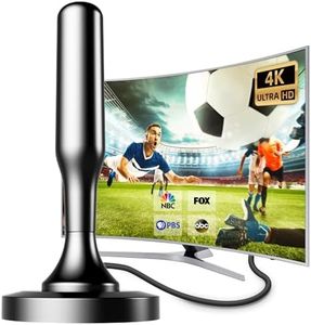 Digital Indoor TV Antenna with 250+ Long Range Reception with Magnetic Base，4K 1080P HDTV Free for All Local TV Channels, with 10ft Coax Cable
