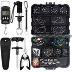 Hungdao 252 Pcs Fishing Tool Kit Includes 246 Terminal Tackle Kits, Fish Hook Remover Tool, Fish Lip Gripper, Digital Fish Scale, Fishing Pliers, Fishing Lanyard, Sheath Fishing Gear with Tackle Box