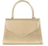 LeahWard Women's Faux Leather Clutch Bag Top Handle Wedding Handbags (Gold)